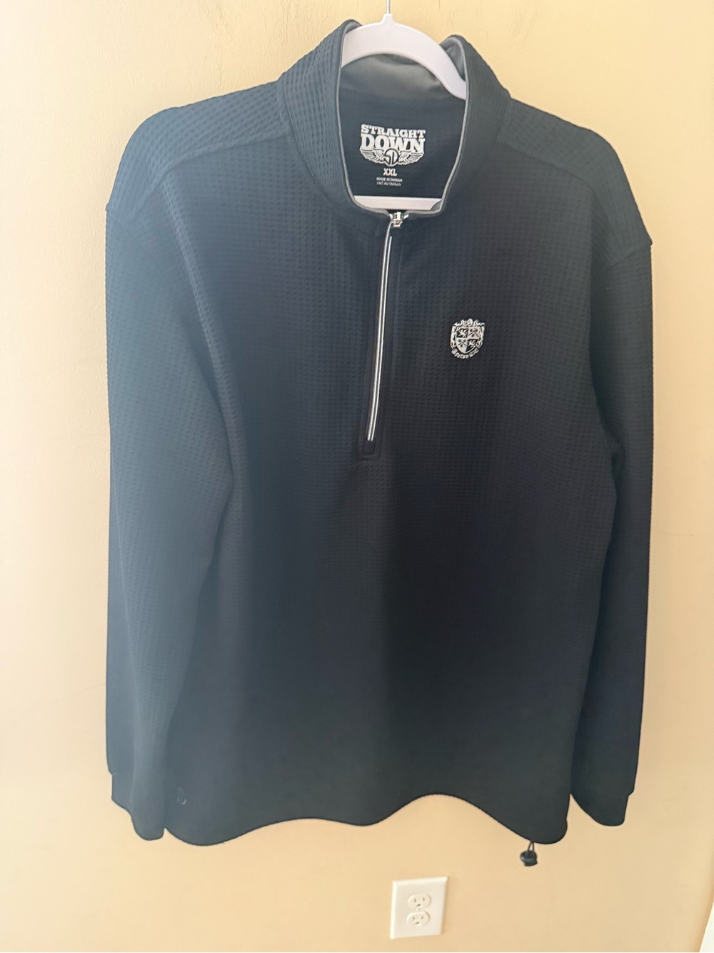 Straight Down Waffle Knit Quarter Zip black Golf Pullover  Men’s XXL